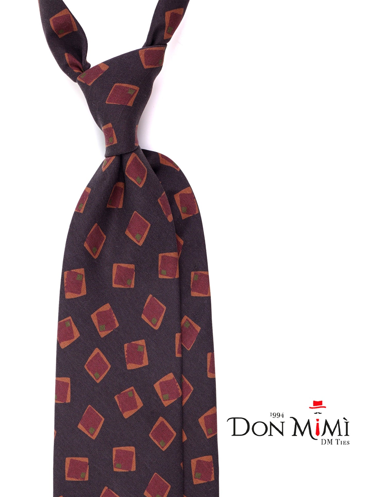 BILLS 3-fold tie in dark brown madder silk