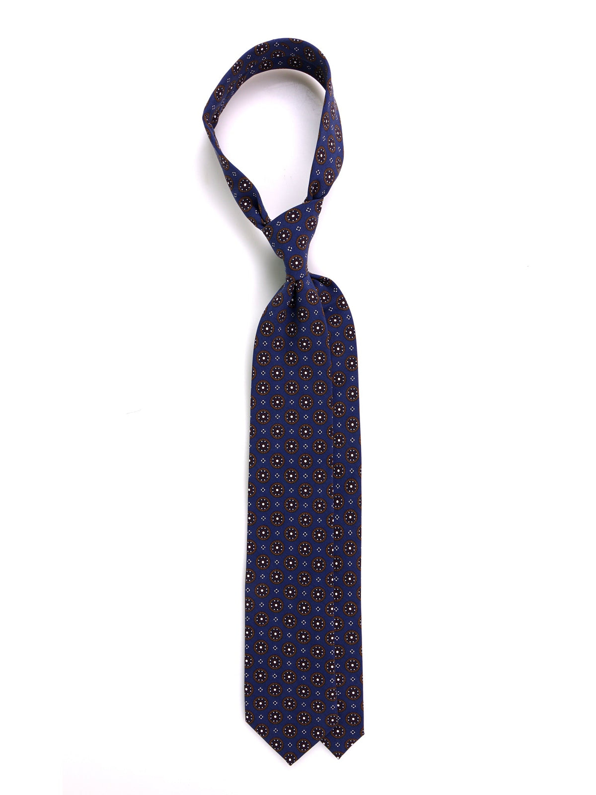 Blue 3-fold madder silk tie BILLY