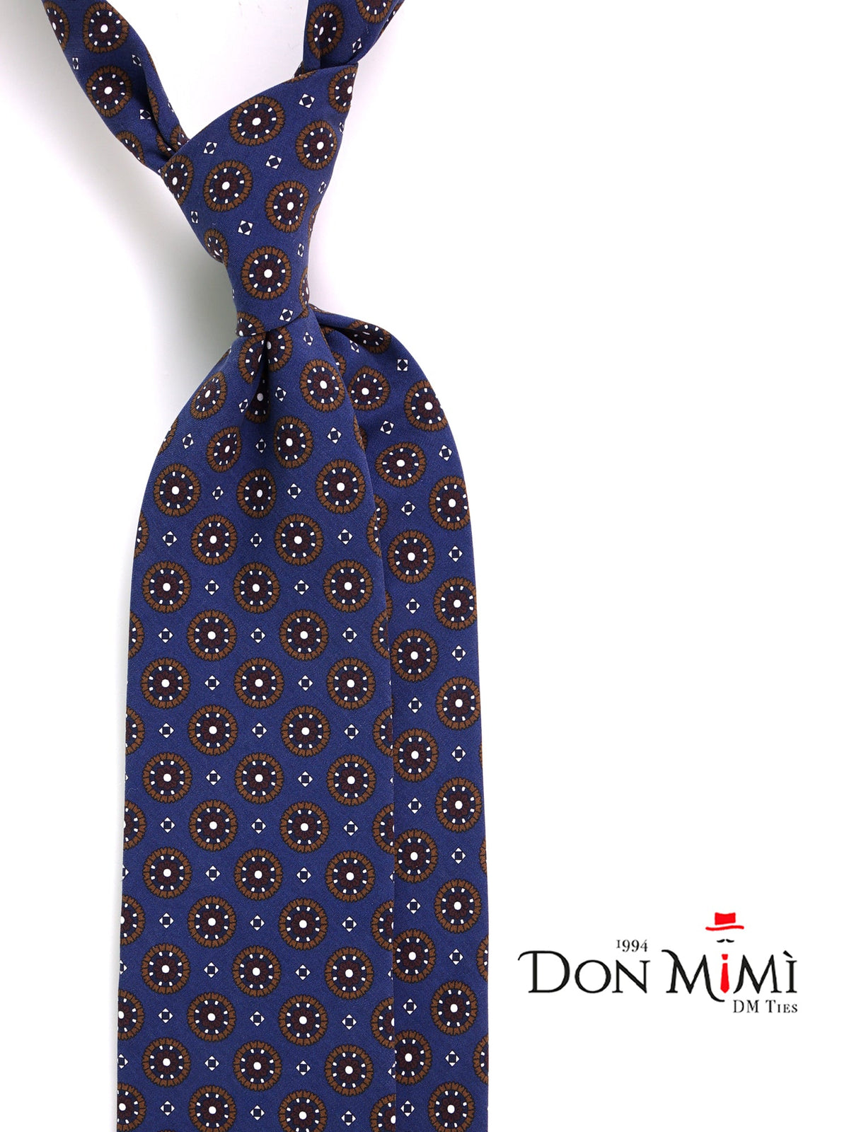 Blue 3-fold madder silk tie BILLY
