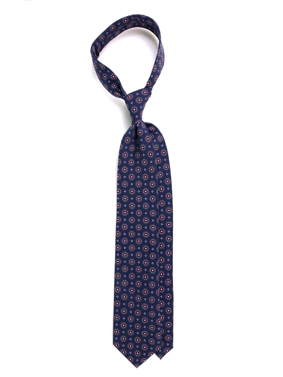 Navy blue 3-fold madder silk tie BILLY