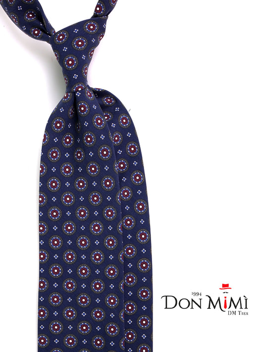 Navy blue 3-fold madder silk tie BILLY