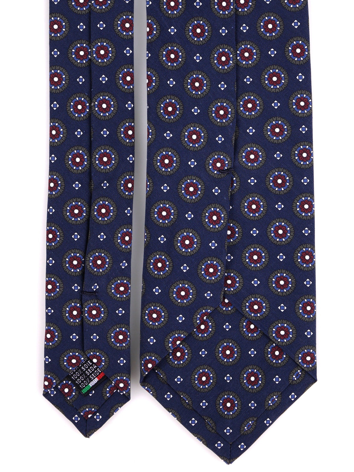 Navy blue 3-fold madder silk tie BILLY