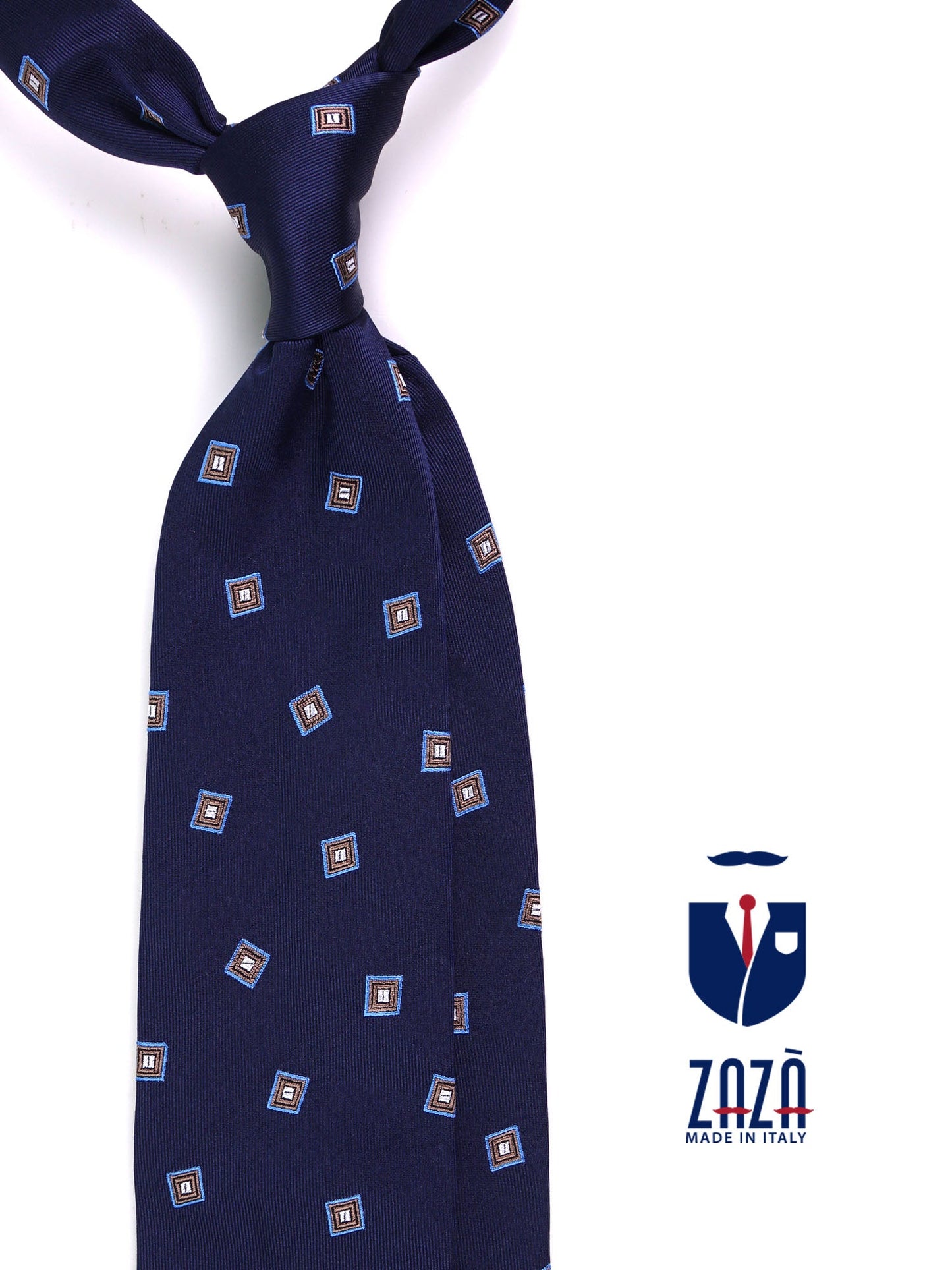 3 fold BIRDIE silk\cotton blue tie