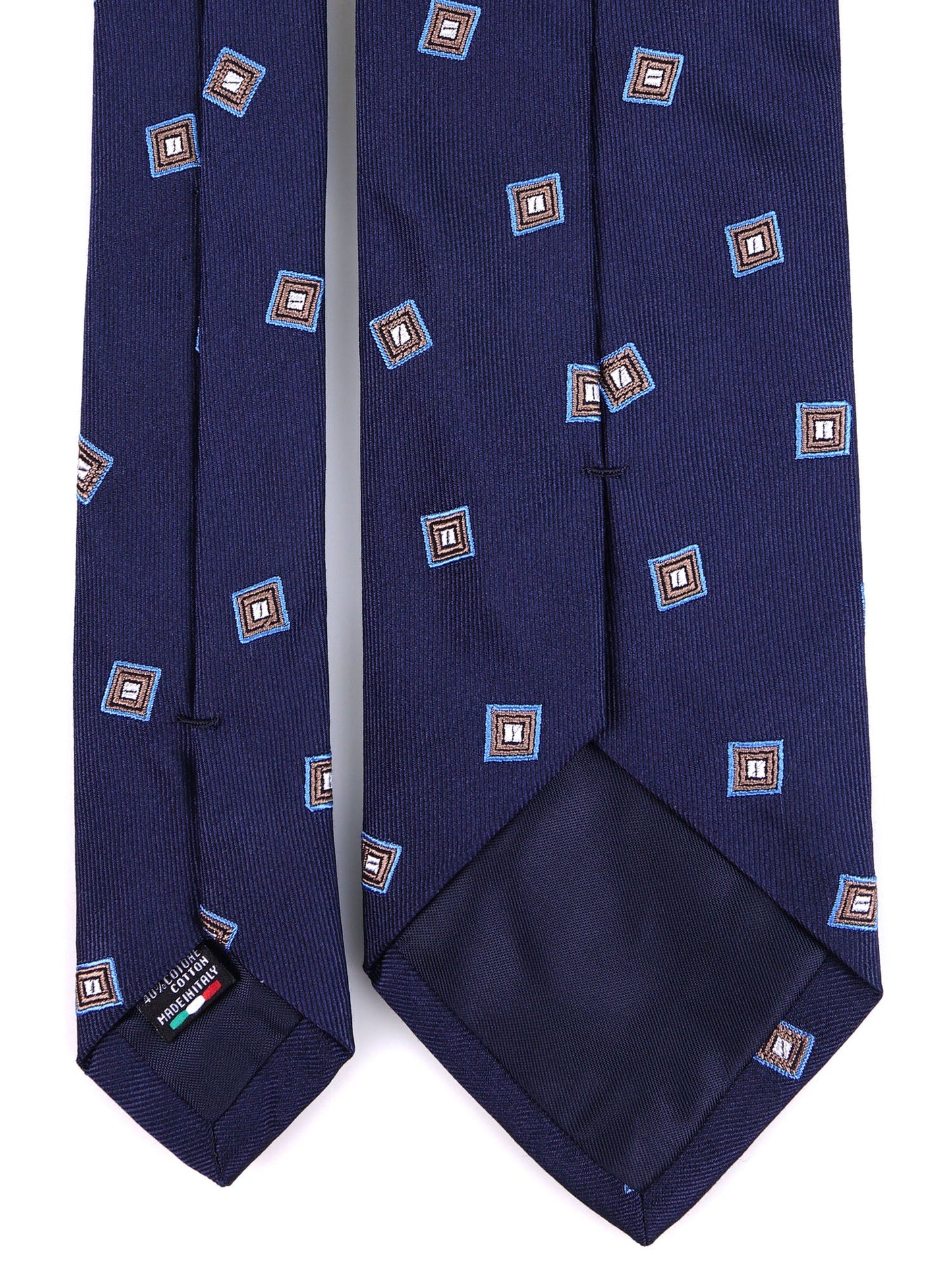 3 fold BIRDIE silk\cotton blue tie