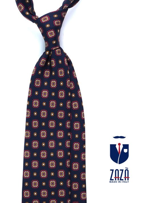 BLAZE 3-fold tie in navy blue printed silk