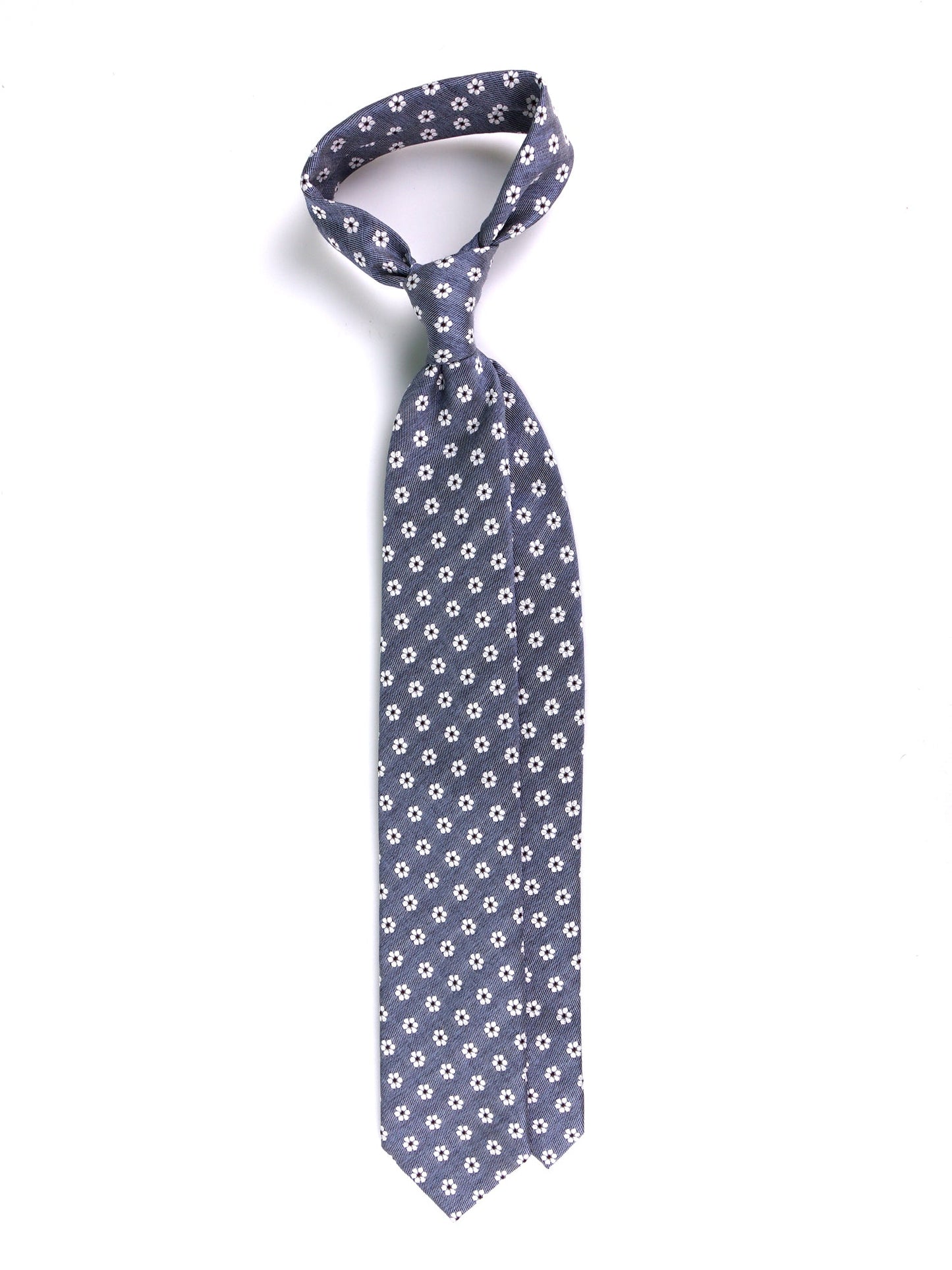 BLOOM 3-fold blue silk\cotton tie