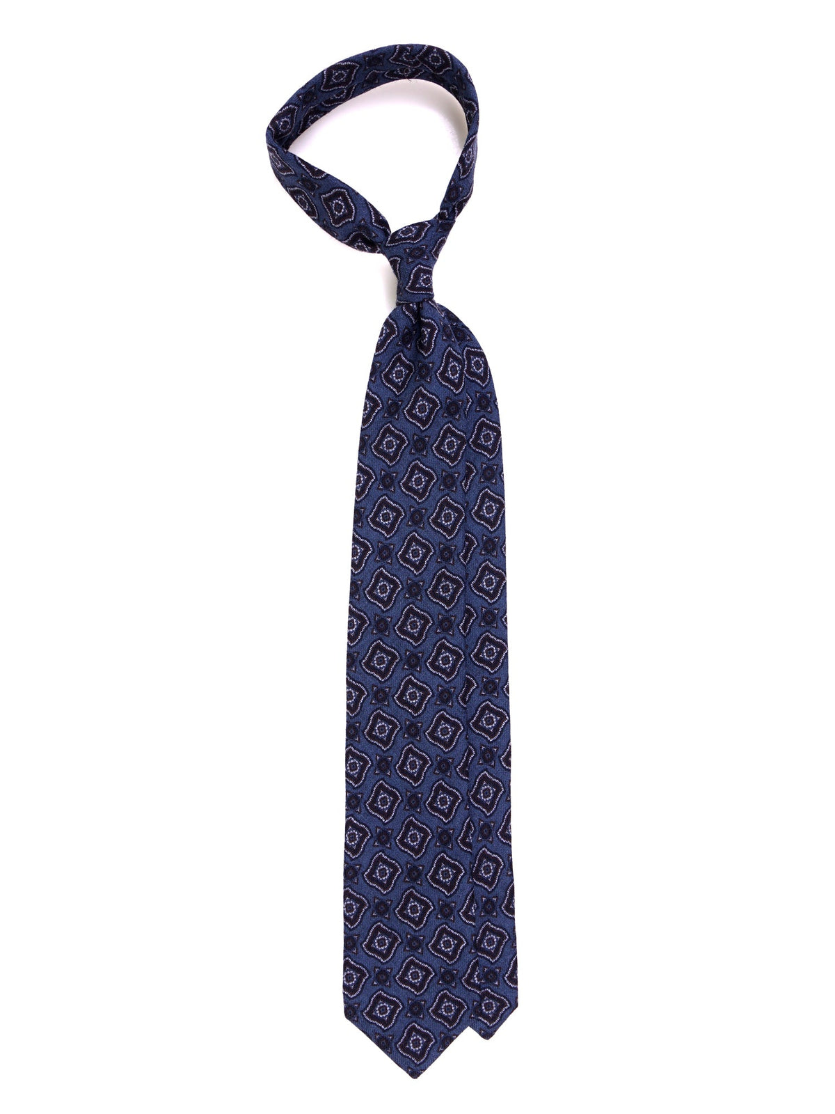 BRAUS pure wool 3-fold aviation blue tie