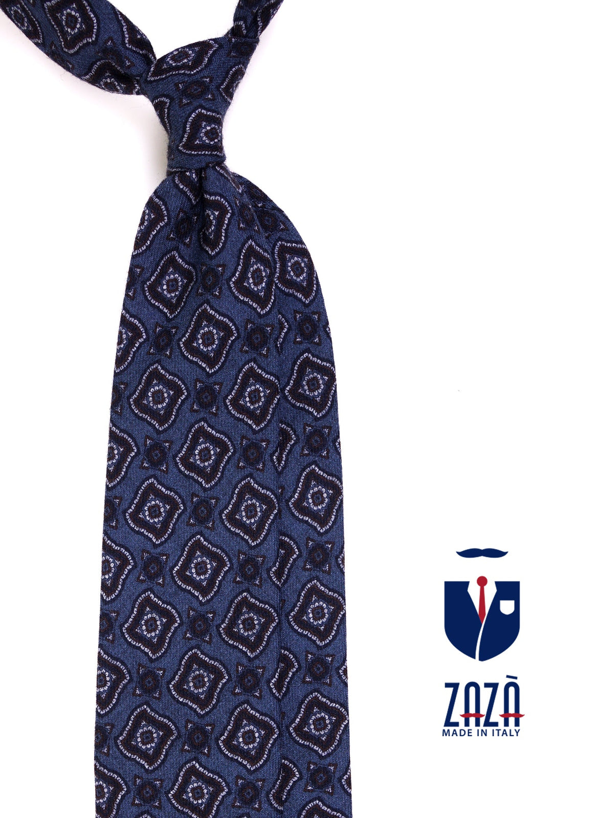 BRAUS pure wool 3-fold aviation blue tie