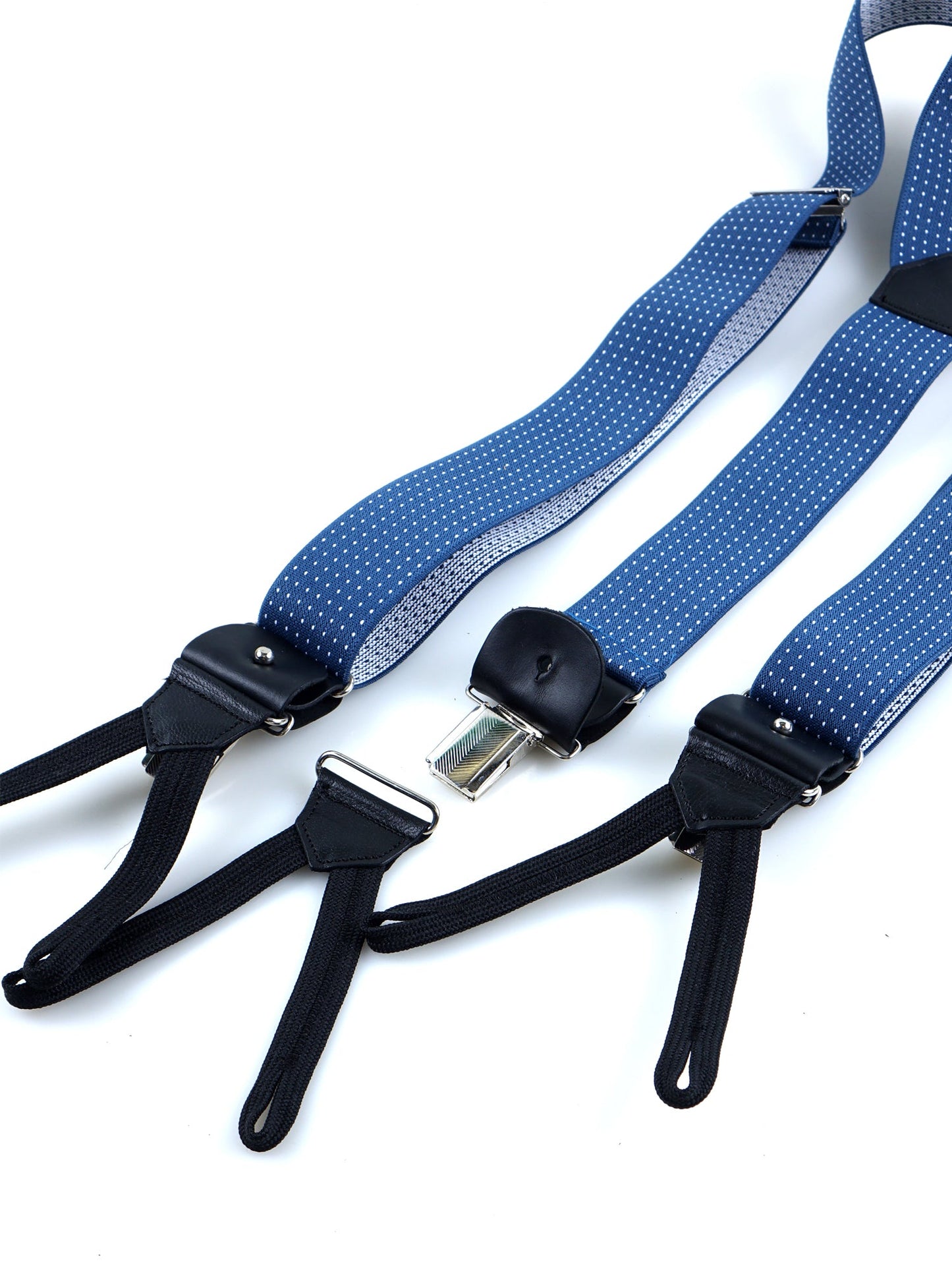 Y-strap in polka dot elastic with ties and clips ELASTIC Blue avion