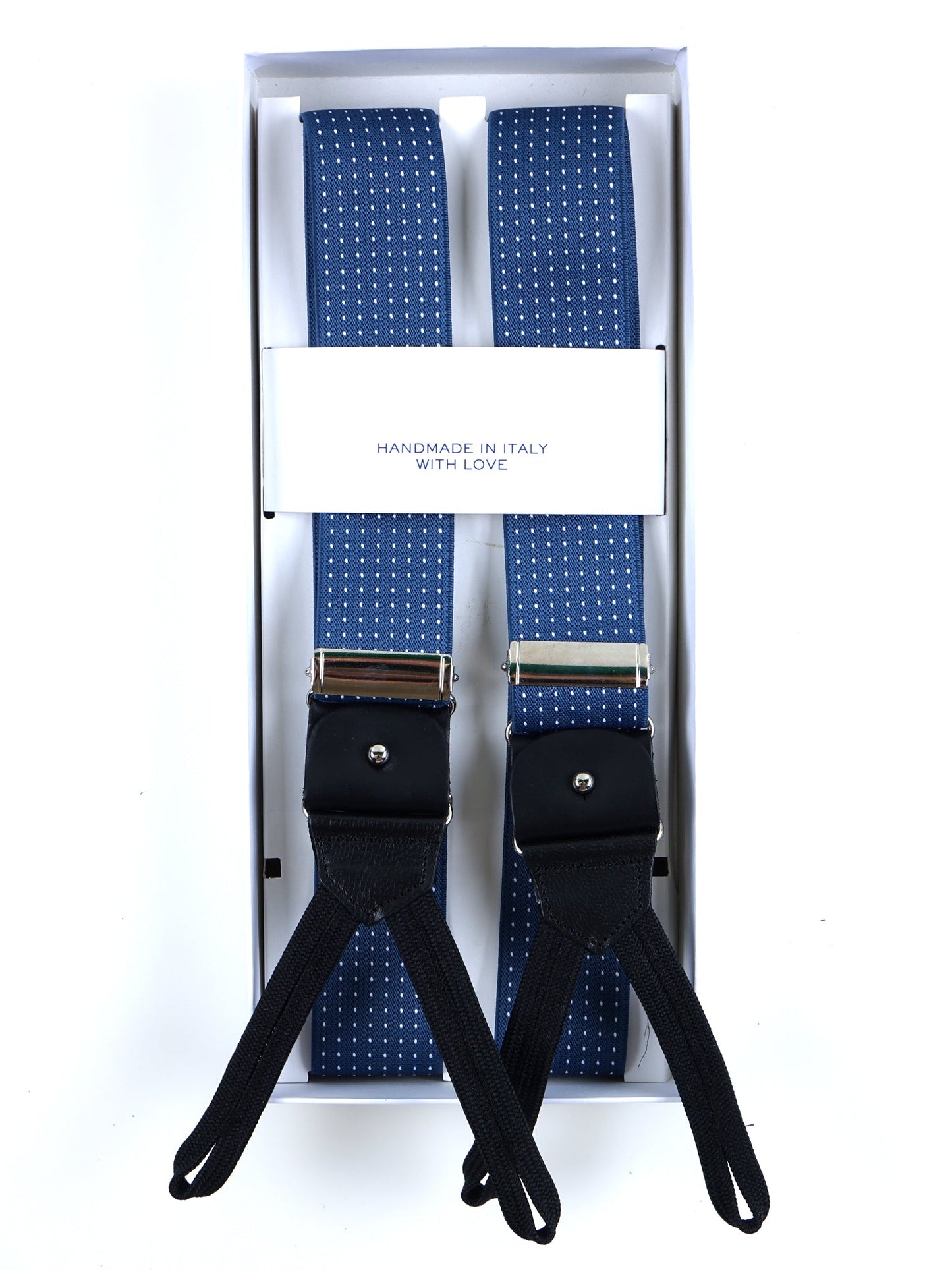 Y-strap in polka dot elastic with ties and clips ELASTIC Blue avion