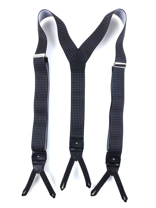 Y-shape suspenders in polka dot elastic with laces and clip ELASTIC Black