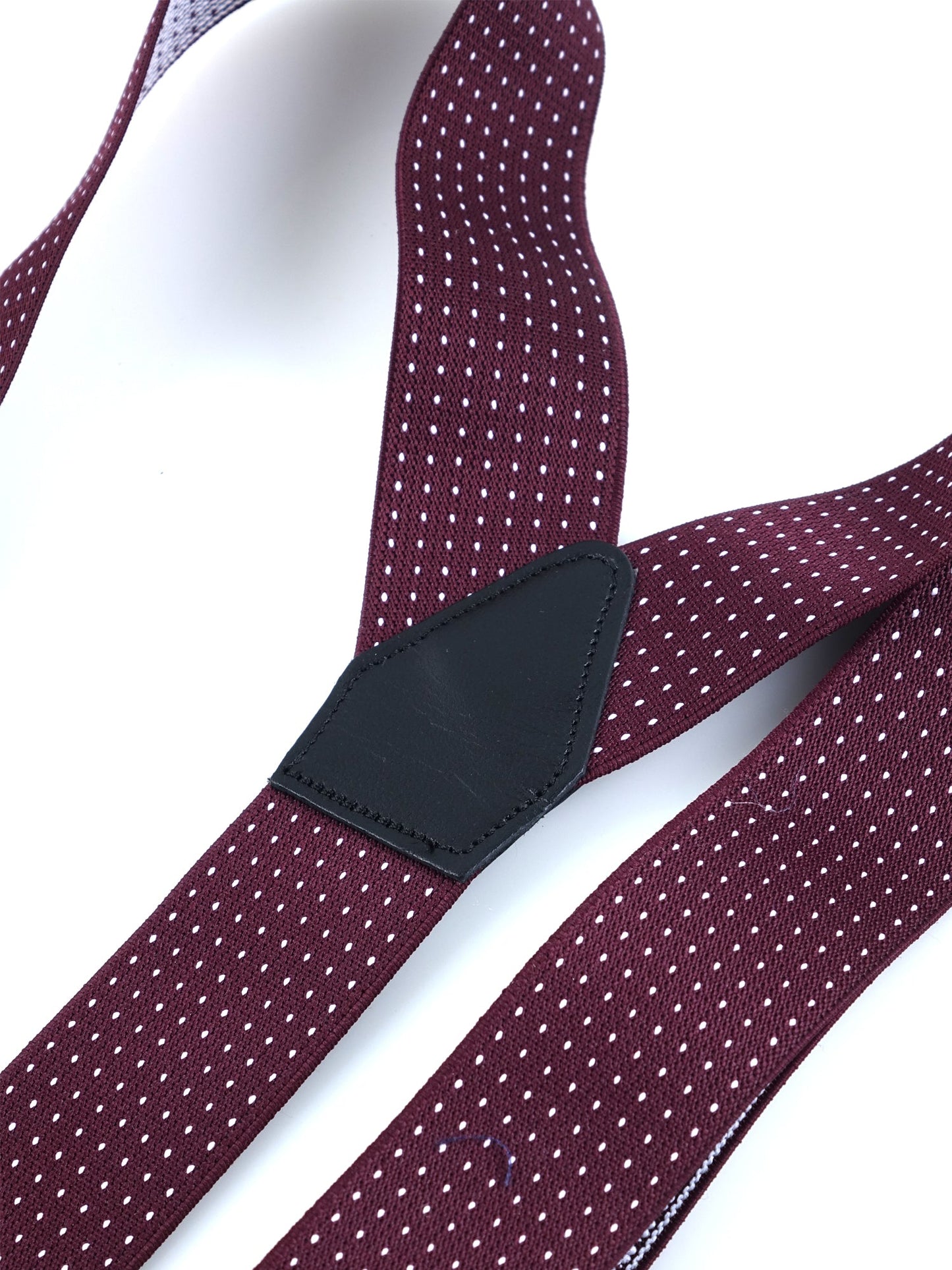 Y-Shape Suspenders in Polka Dot Elastic with Laces and Clips ELASTIC Bordeaux