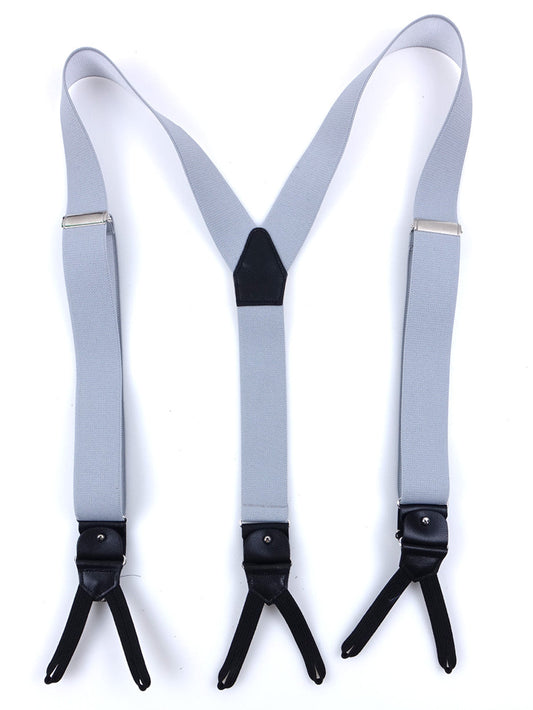 Y-shaped elastic suspenders with laces and clips ELASTIC Light Gray