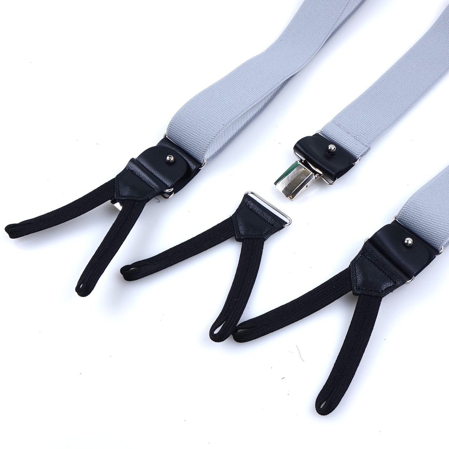 Y-shaped elastic suspenders with laces and clips ELASTIC Light Gray