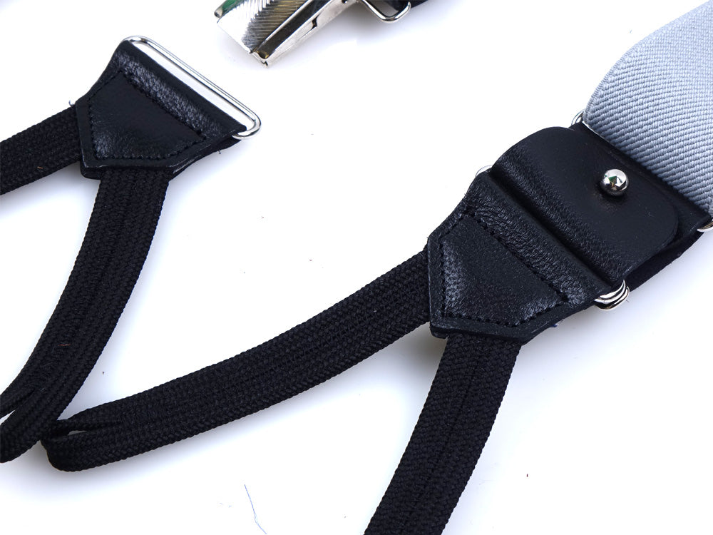 Y-shaped elastic suspenders with laces and clips ELASTIC Light Gray