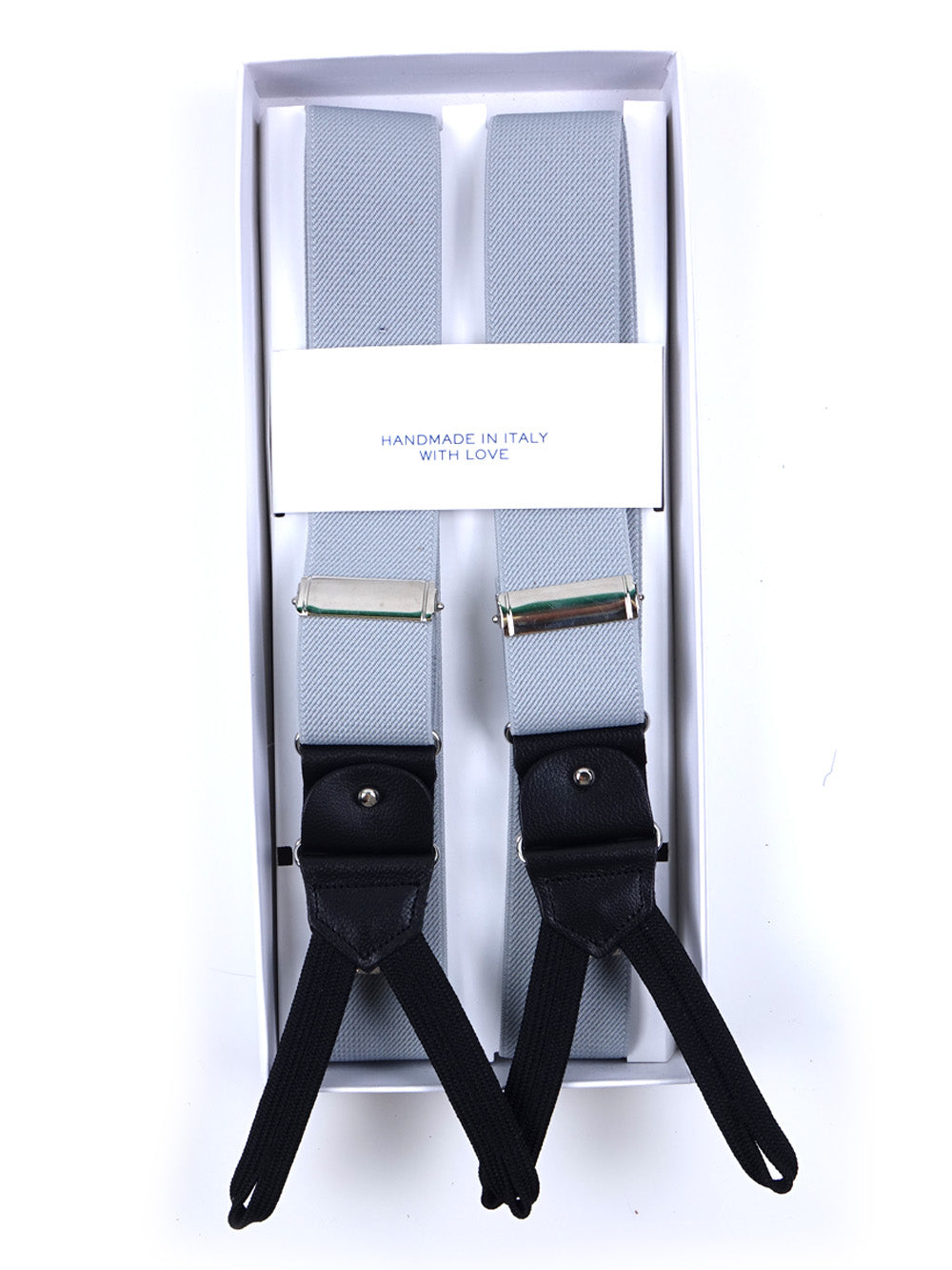 Y-shaped elastic suspenders with laces and clips ELASTIC Light Gray