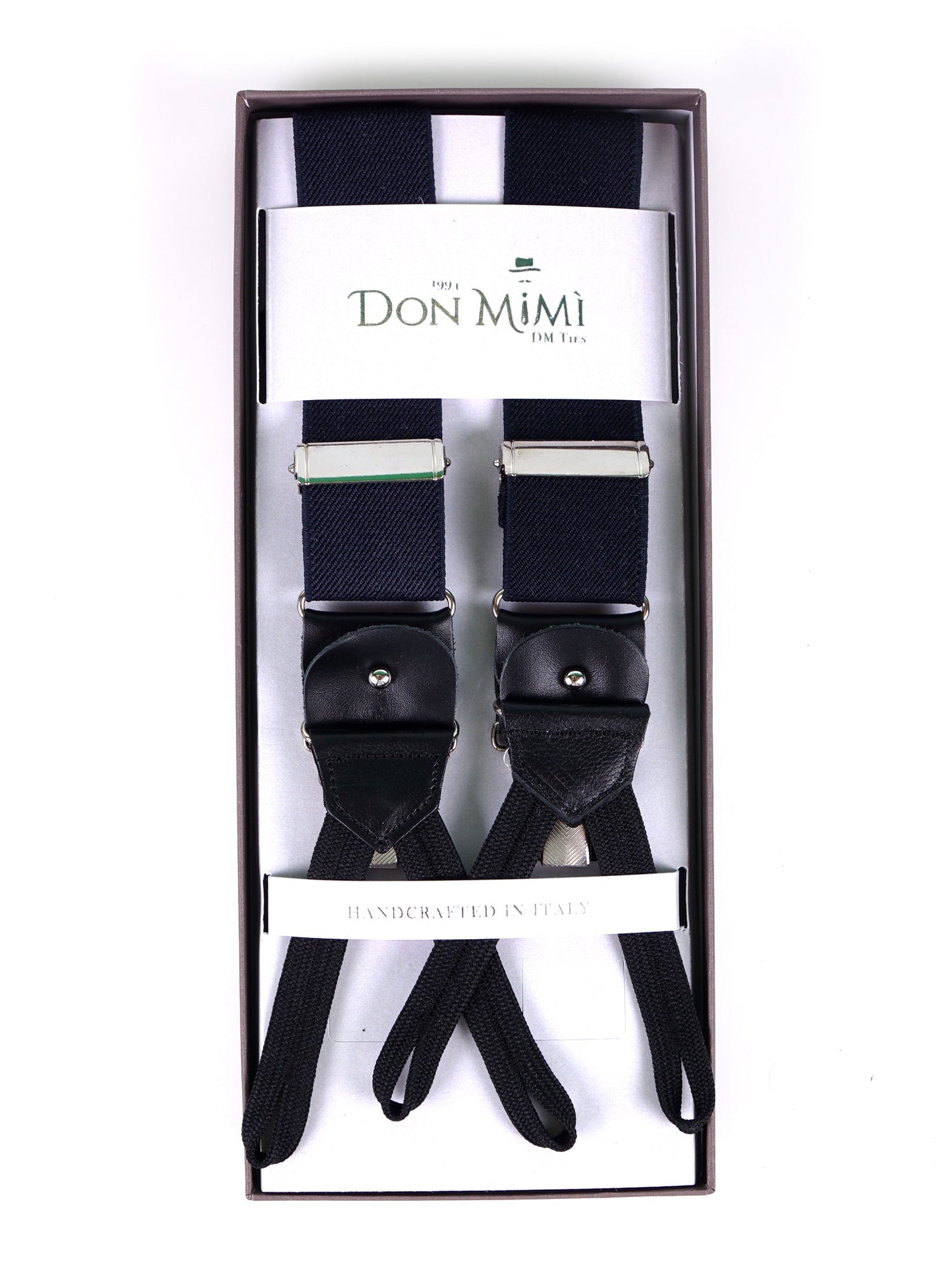 Bretella a Y in elastico con lacci in tessuto e clip ELASTIC blu scuro