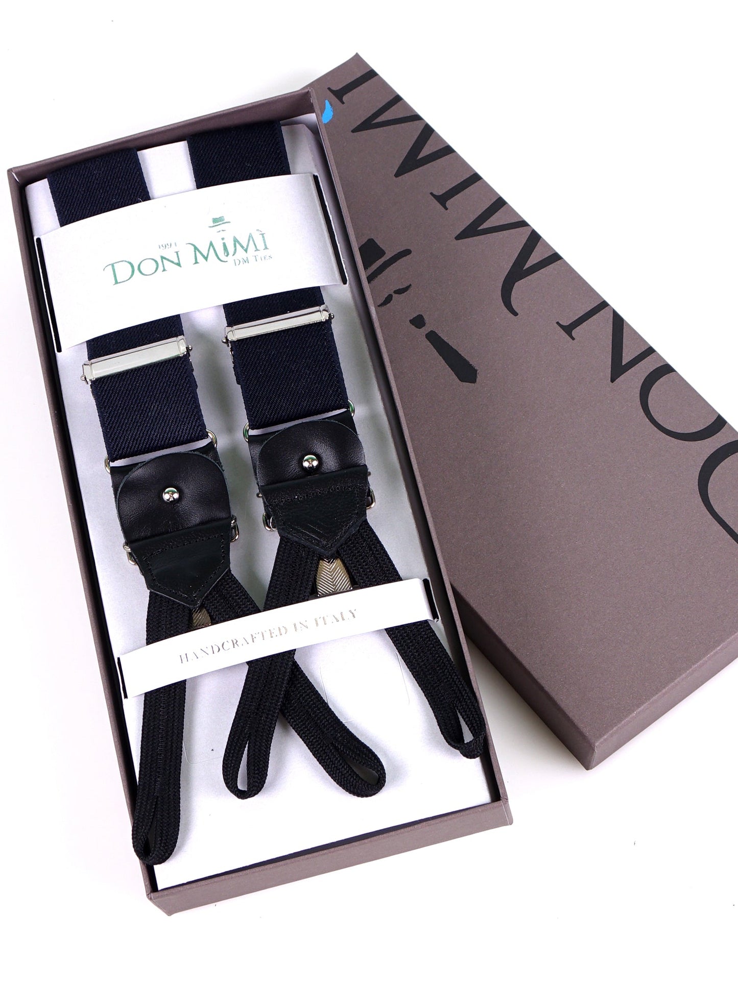 Bretella a Y in elastico con lacci in tessuto e clip ELASTIC blu scuro