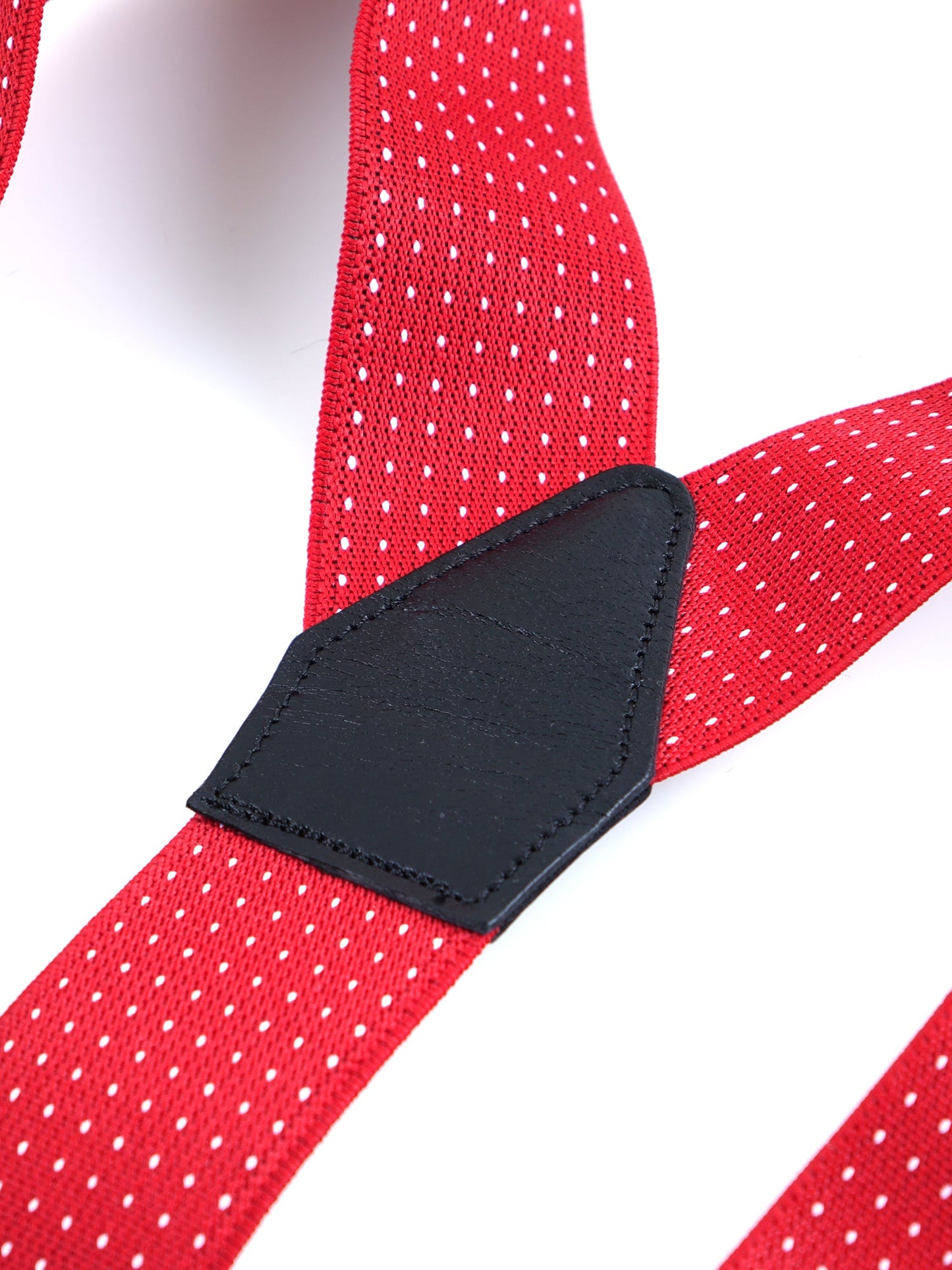 Y-Shape Elastic Polka Dot Suspenders with Laces and Clip ELASTIC Red