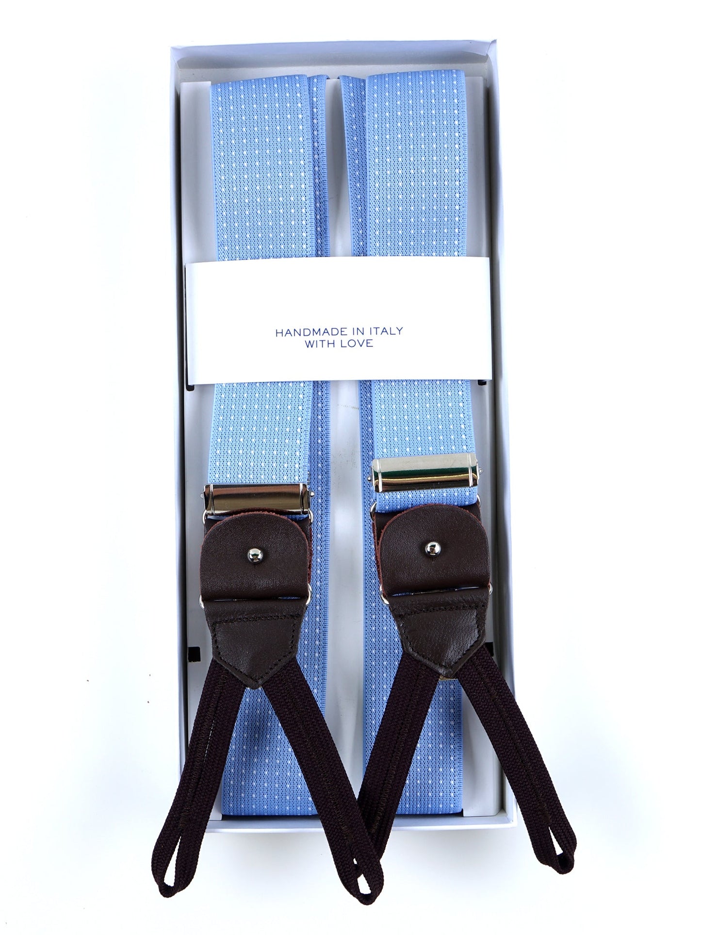 Y-strap in polka dot elastic with laces and clips ELASTIC Sky Blue