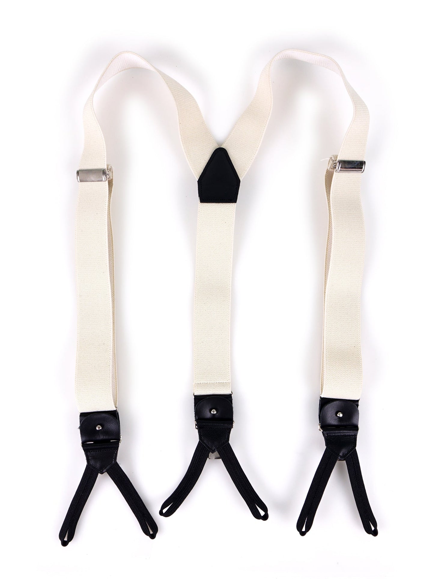 Bretella a Y in elastico bianco con lacci in tessuto e clip ELASTIC