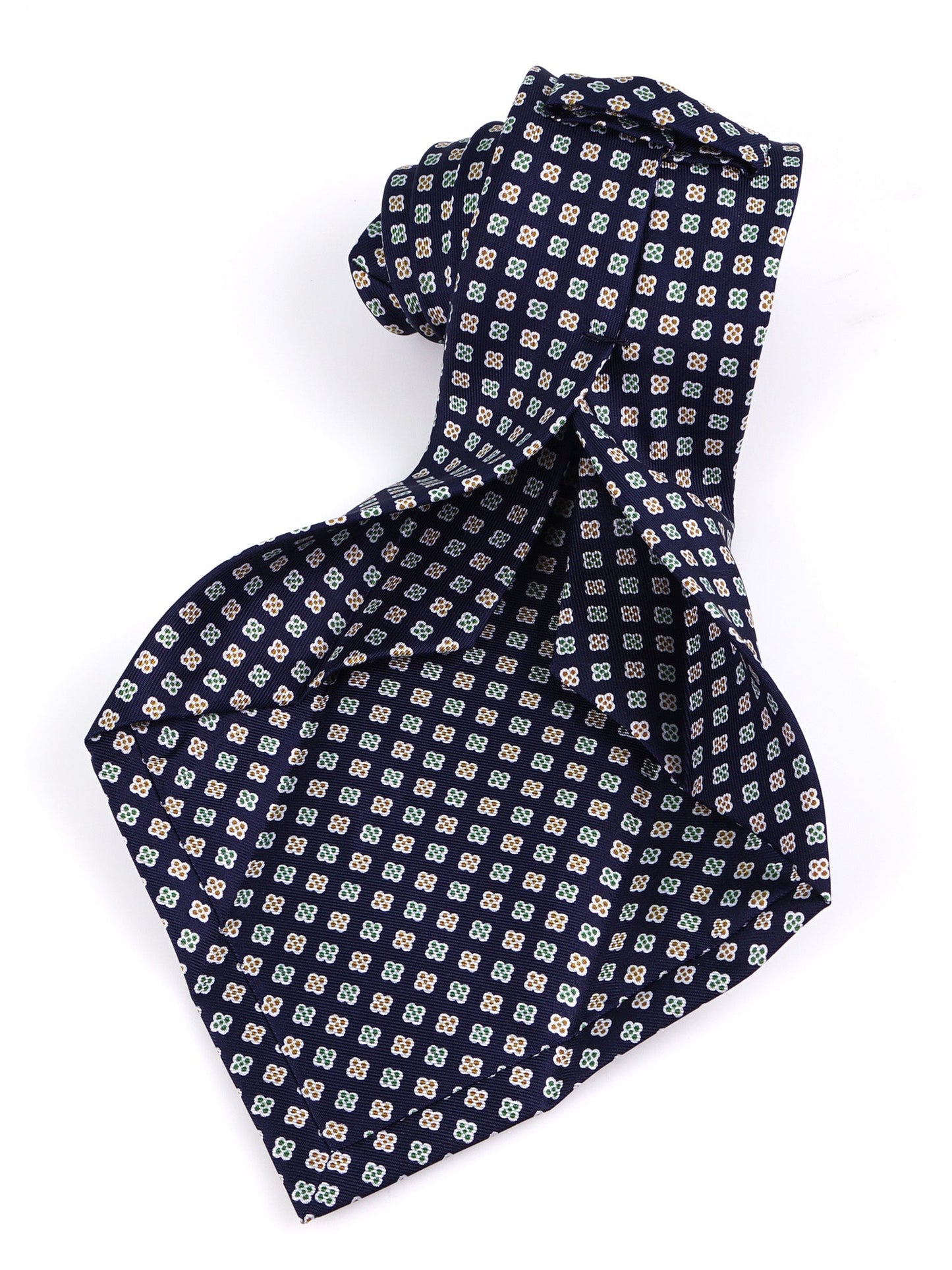 7 Fold BULL Tie English printed silk dark blue