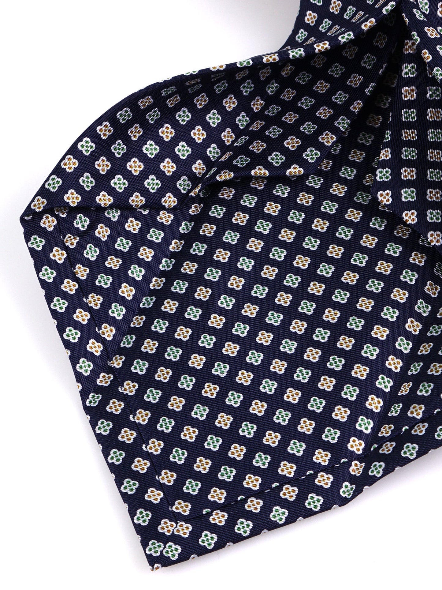 7 Fold BULL Tie English printed silk dark blue