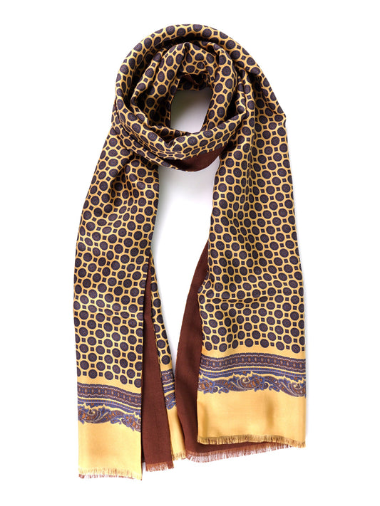 Yellow CAMEO printed silk/wool doubled scarf
