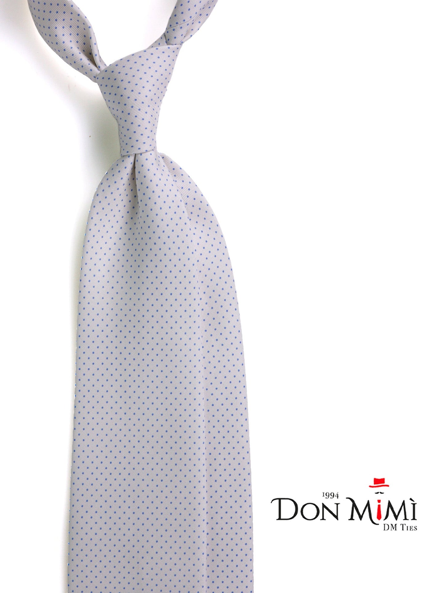 CANDORE 3-fold tie white printed English silk