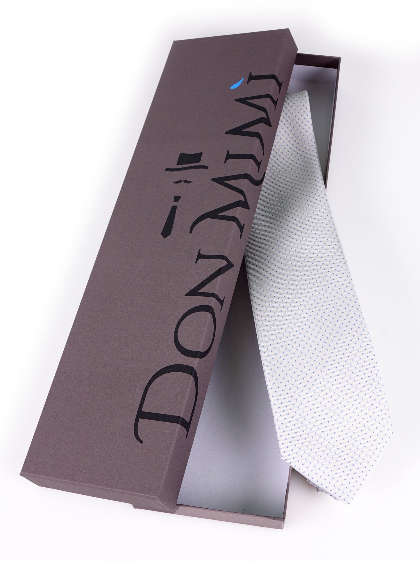 CANDORE 3-fold tie white printed English silk