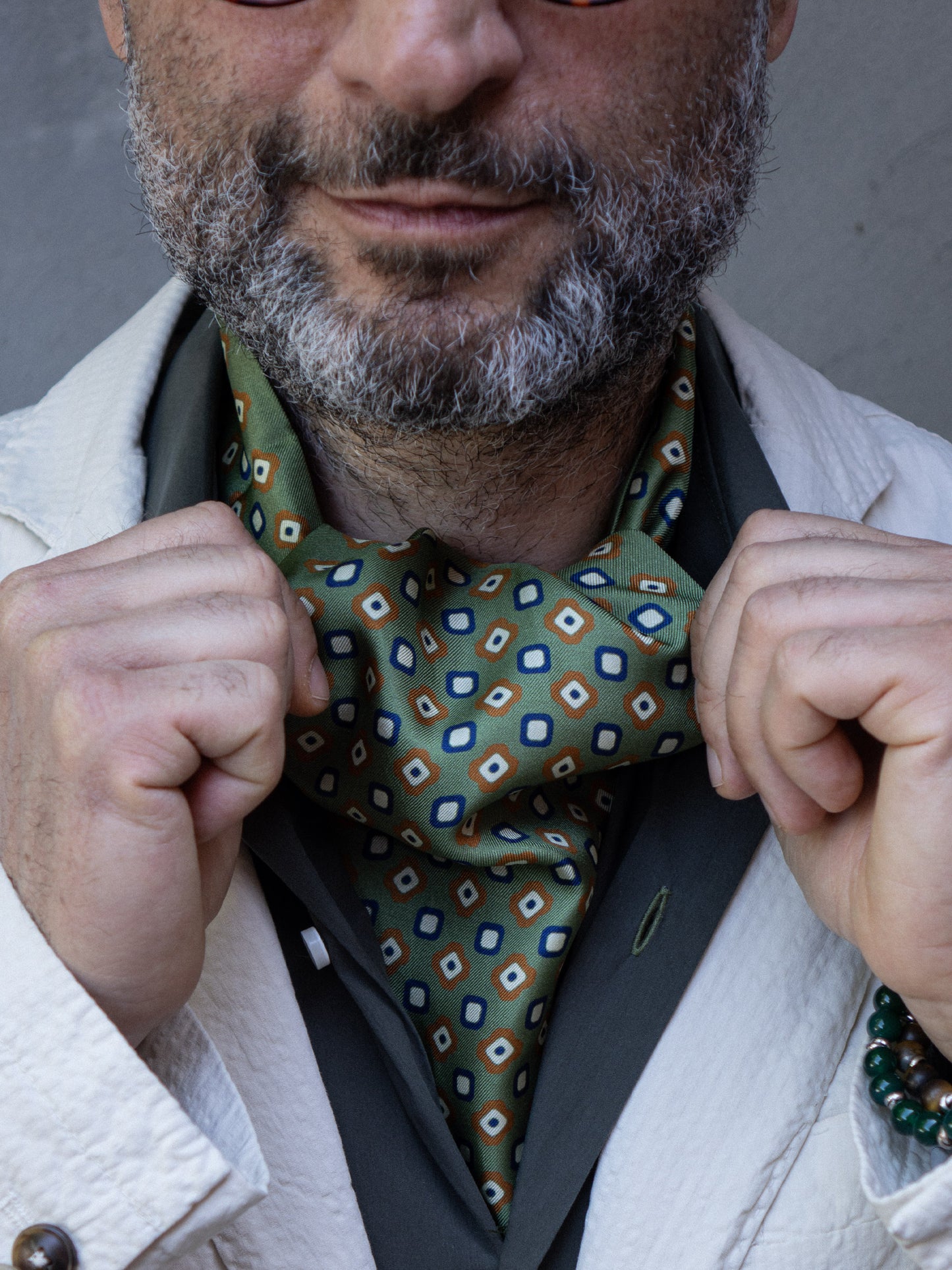Printed Silk Twilly Scarf CAREN Green