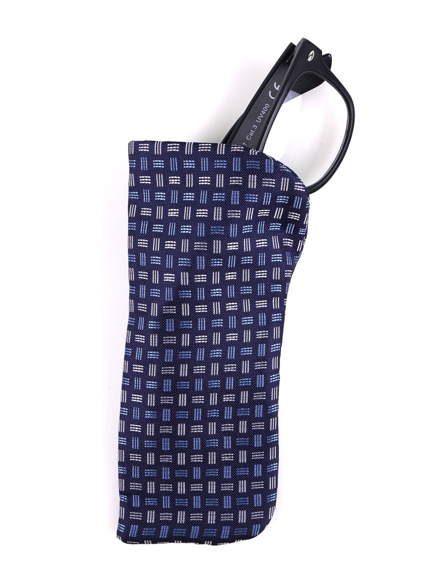CARLOS blue woven silk glasses case