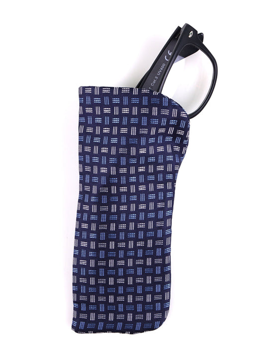 CARLOS blue woven silk glasses case