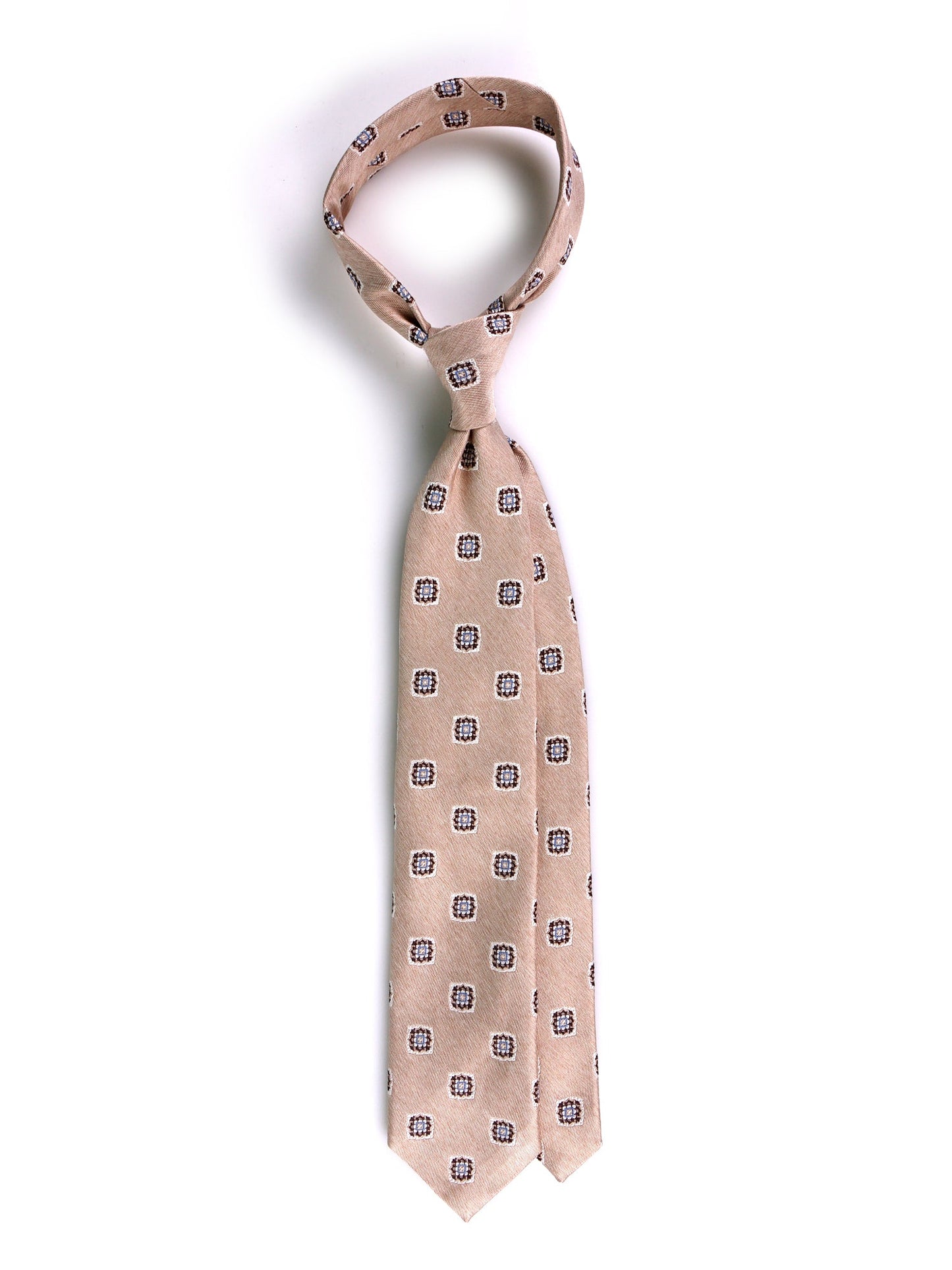 CASE 3-fold tie in Beige jacquard silk