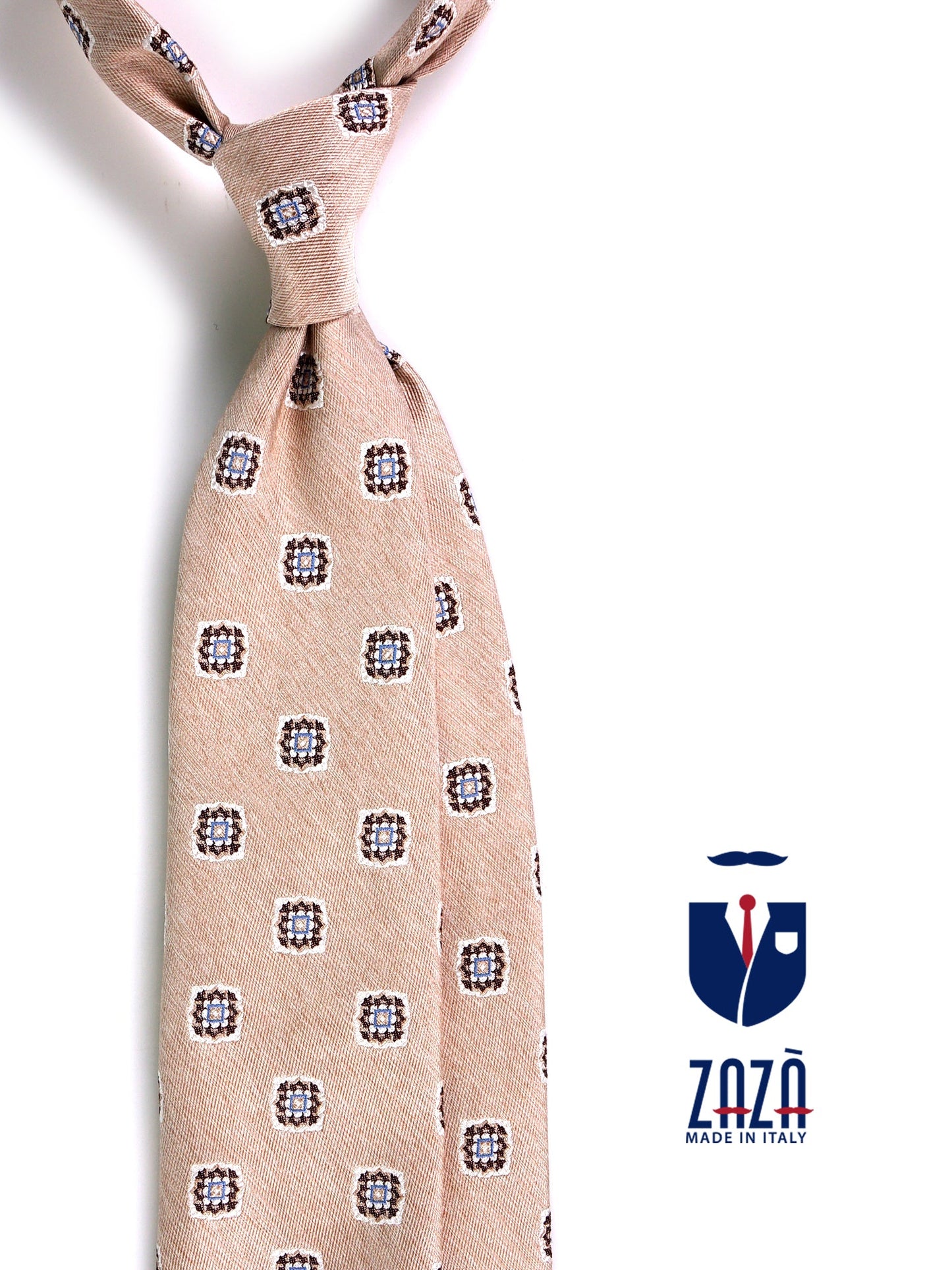 CASE 3-fold tie in Beige jacquard silk