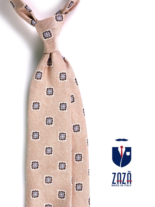 CASE 3-fold tie in Beige jacquard silk