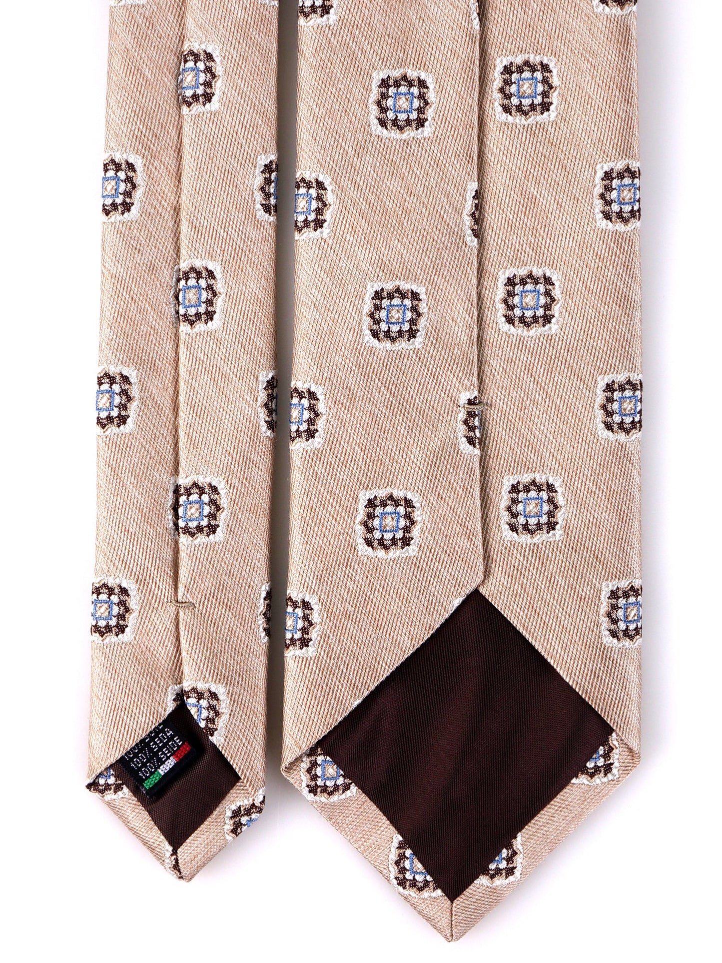 CASE 3-fold tie in Beige jacquard silk