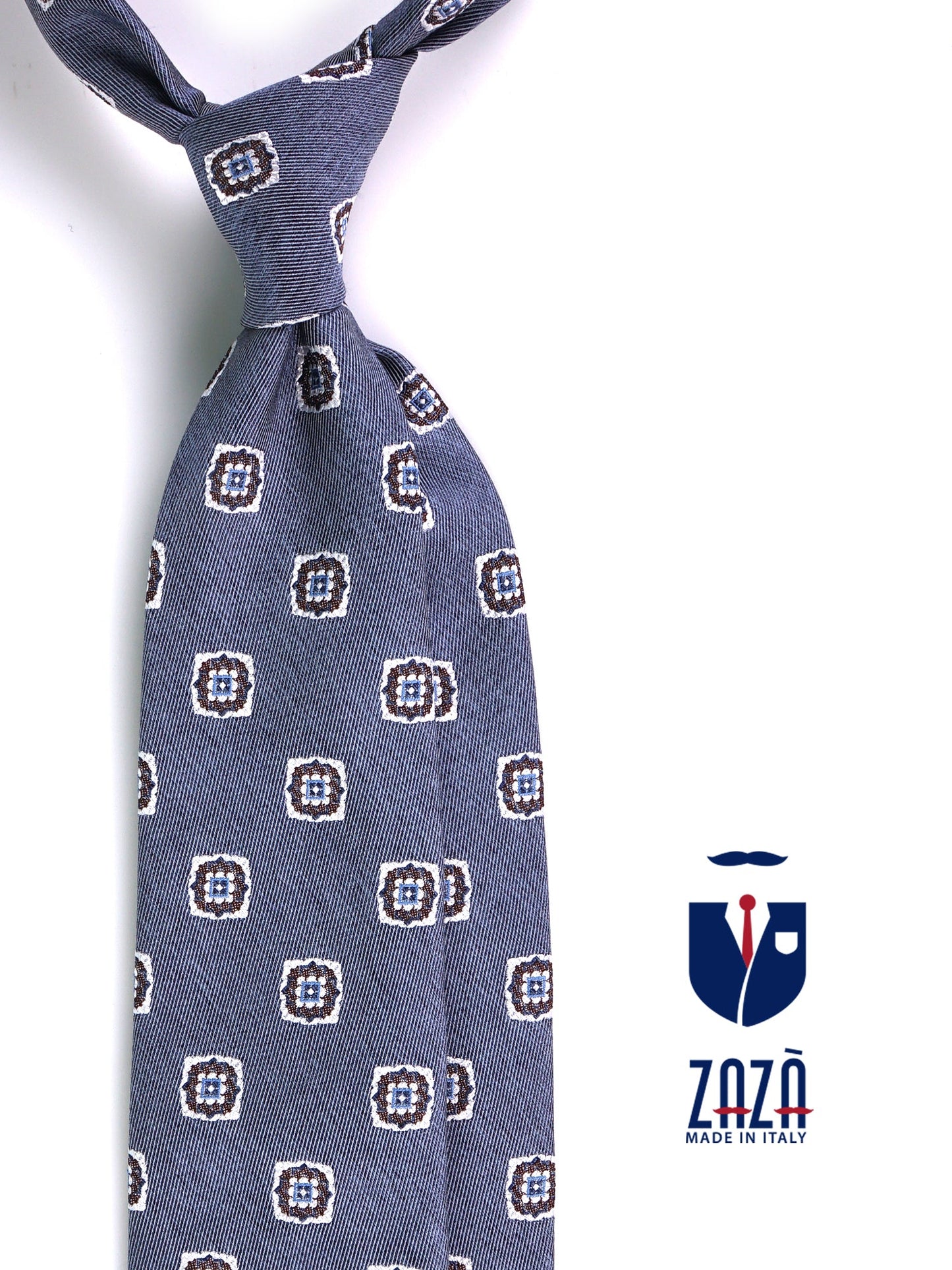 CASE 3-fold tie in Blue jacquard silk