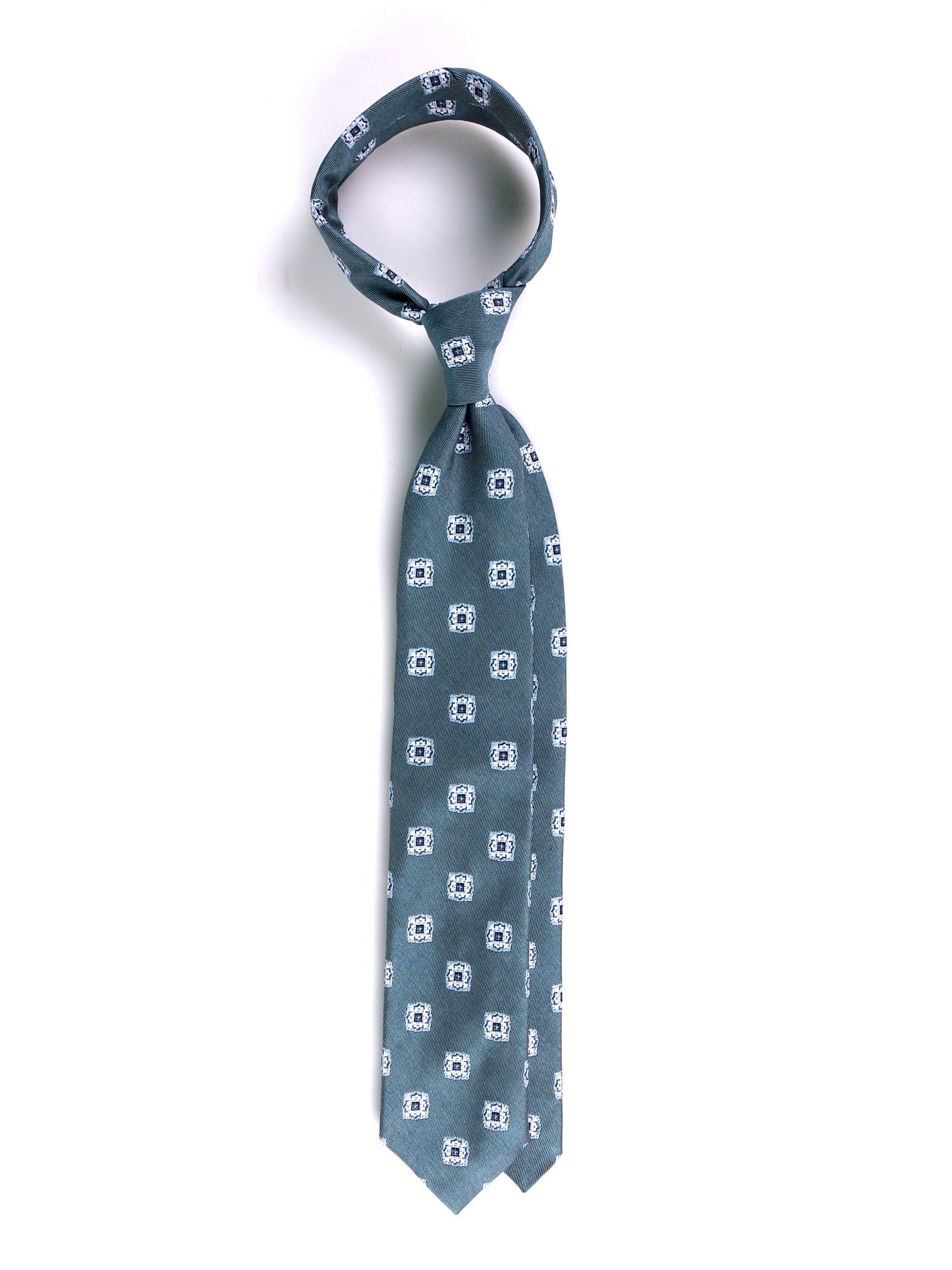 CASE 3-fold tie in green jacquard silk