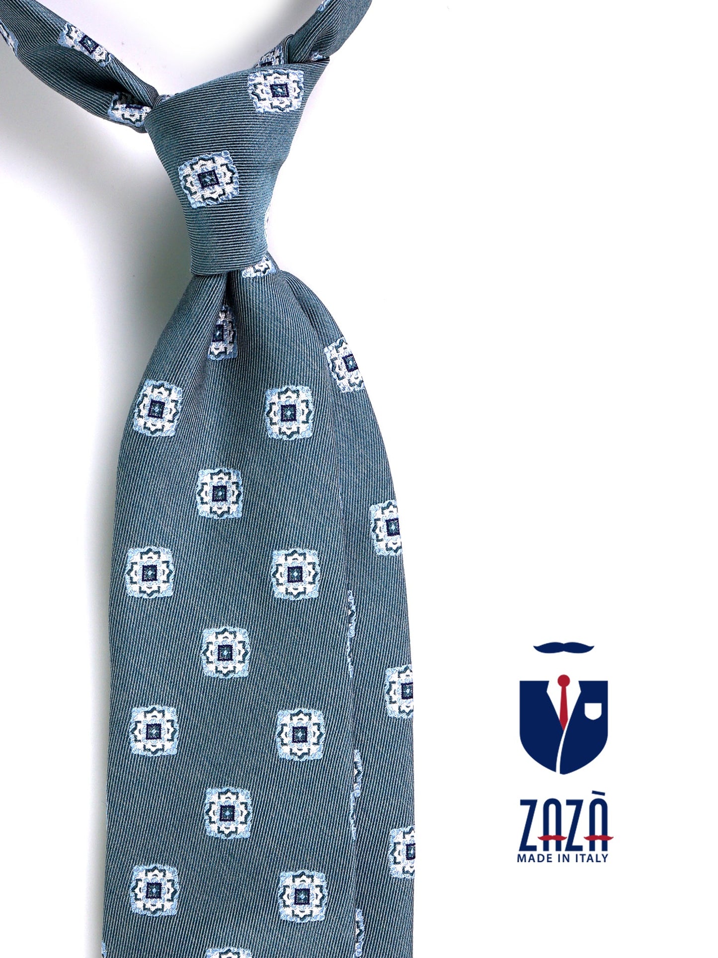CASE 3-fold tie in green jacquard silk
