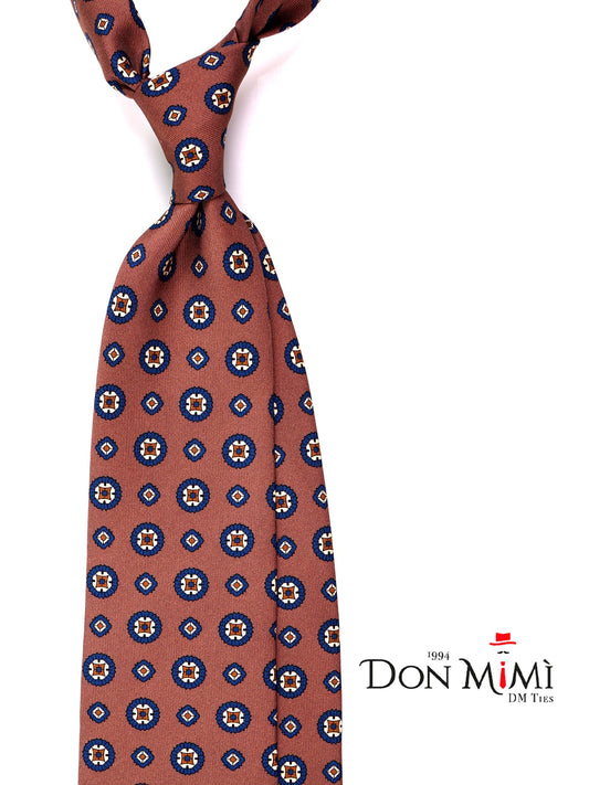 CELL 3-fold tie in camel printed silk
