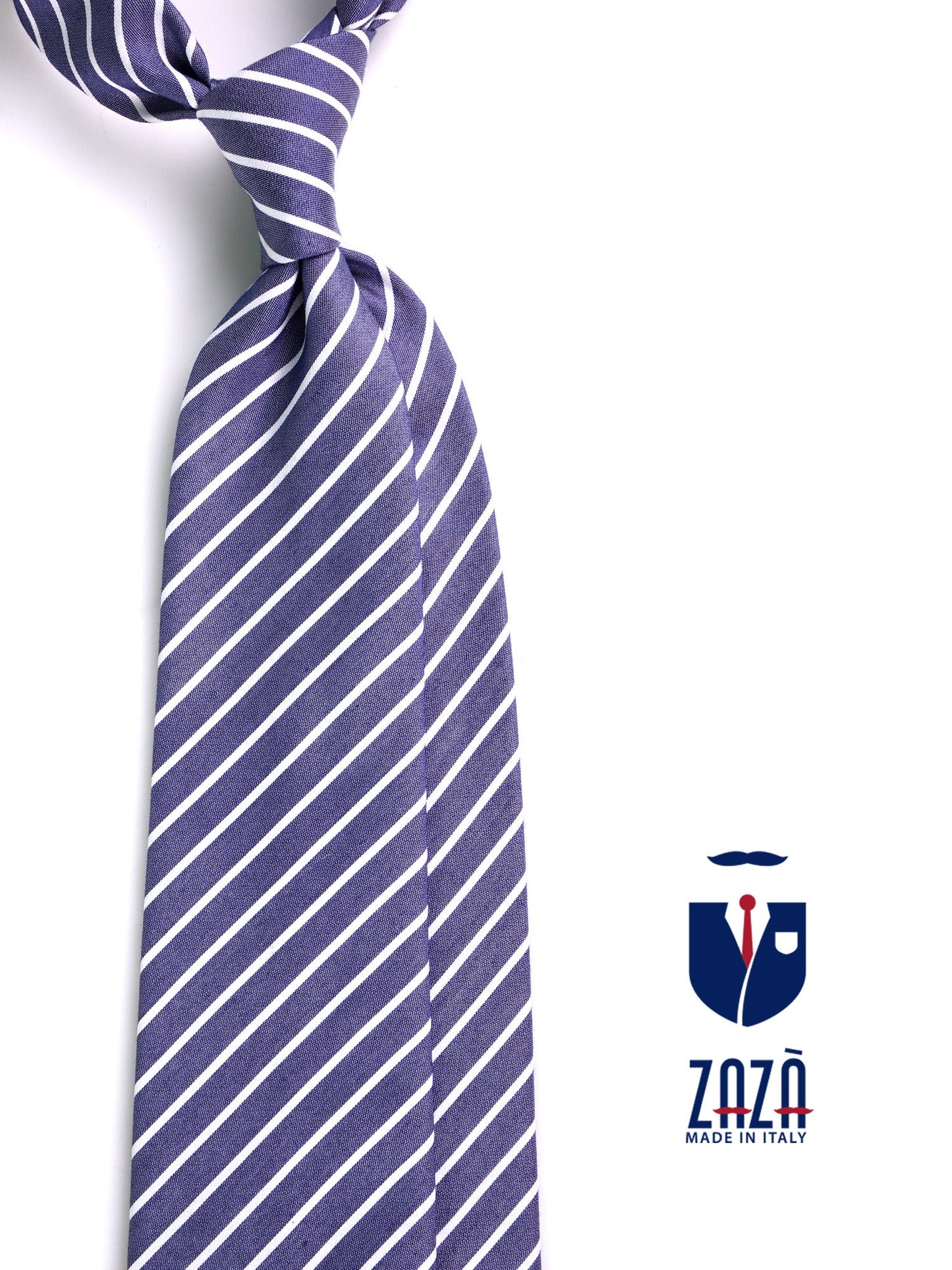 CENERE 3-fold silk cotton tie Blue