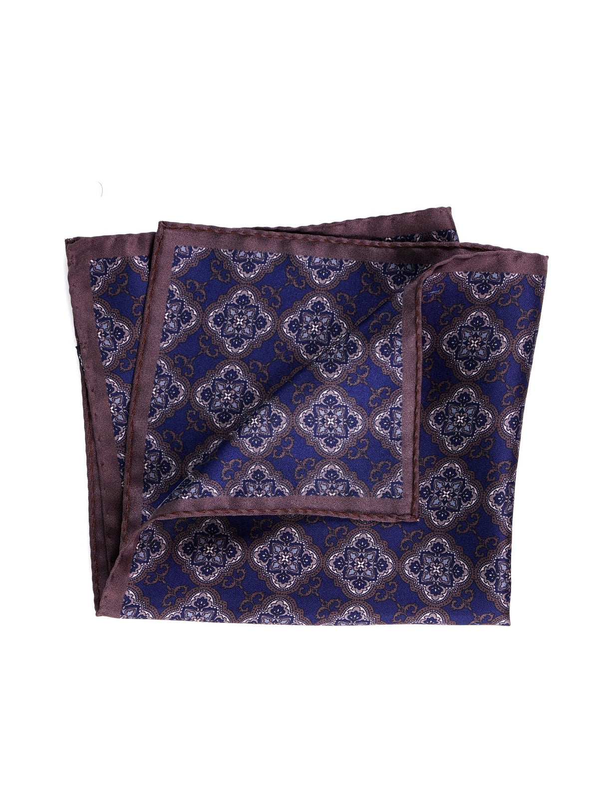 CERAMI blue printed silk pocket square