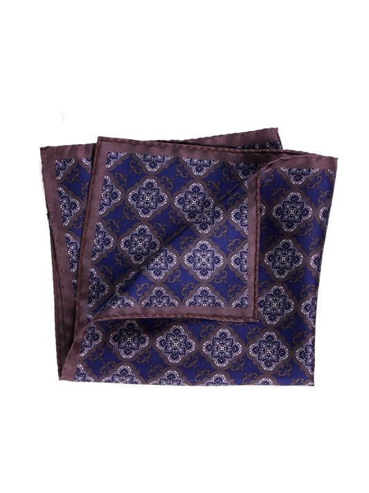 CERAMI blue printed silk pocket square
