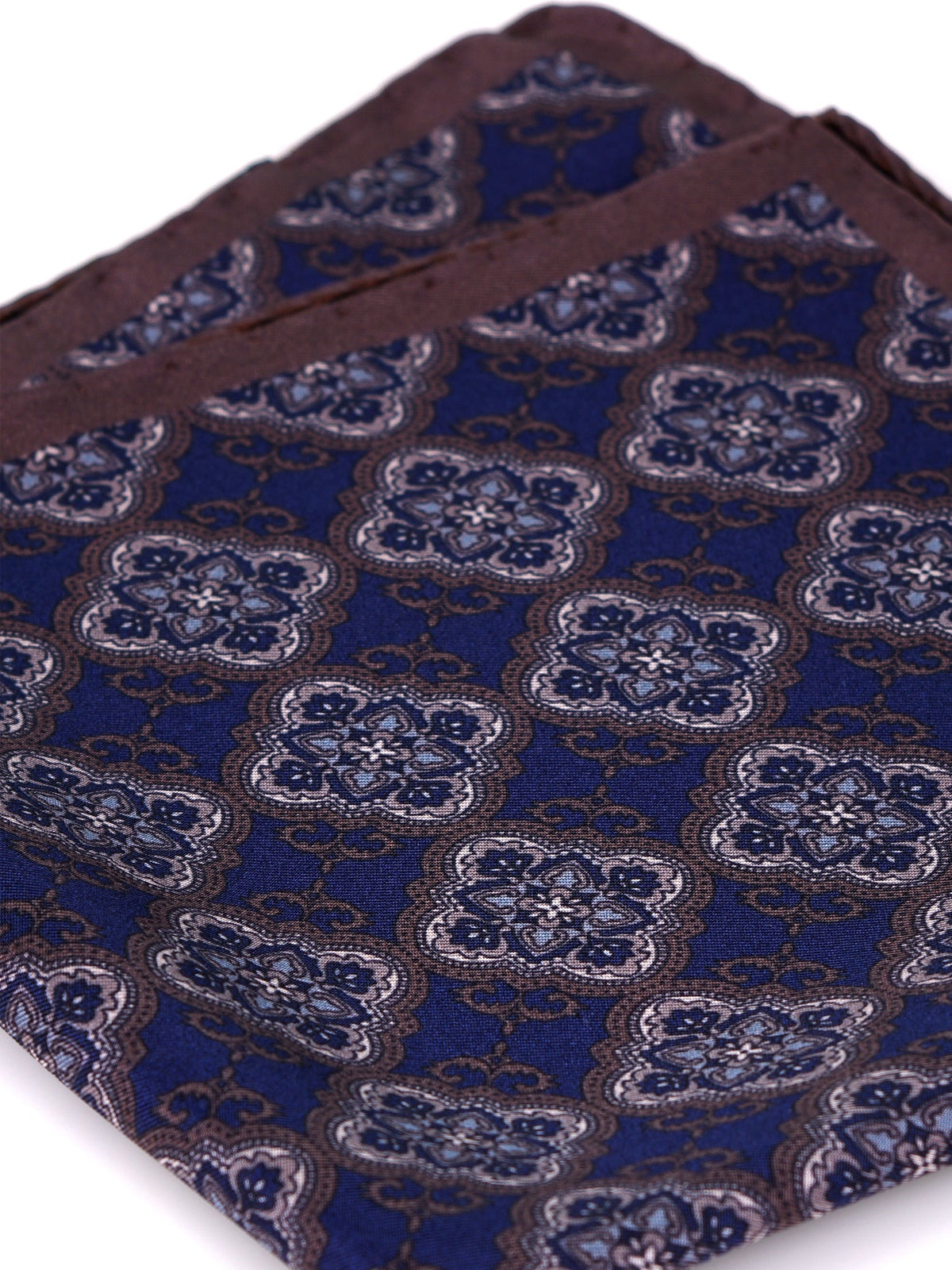 CERAMI blue printed silk pocket square