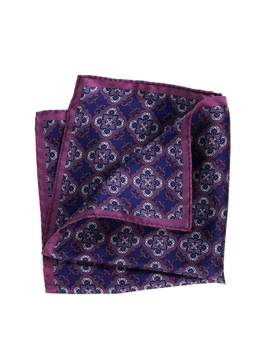 Blue printed silk pocket square CERAMI