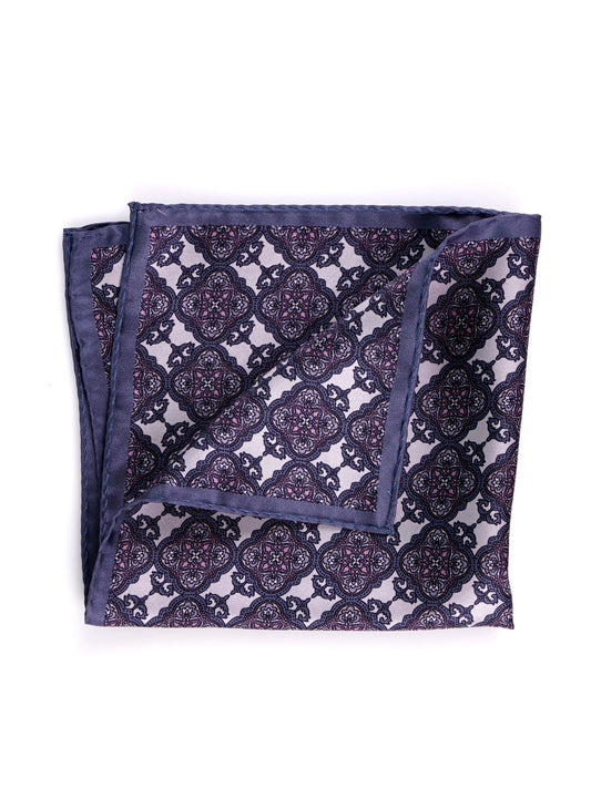 CERAMI grey printed silk pocket square