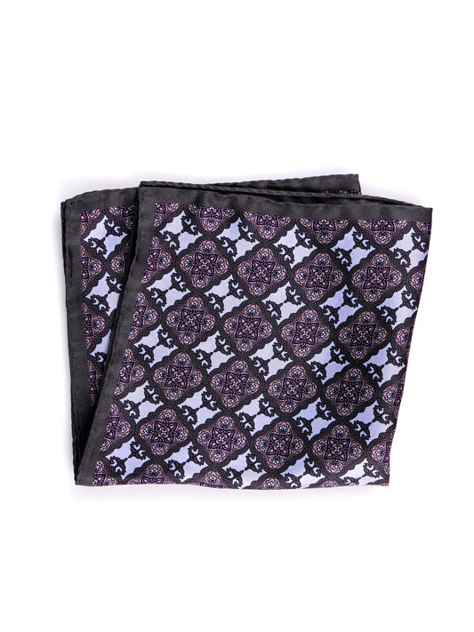 Light blue printed silk pocket square CERAMI