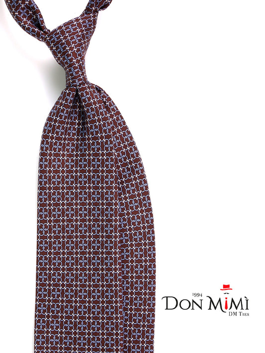 Brown 3-fold CHARI tie in printed silk