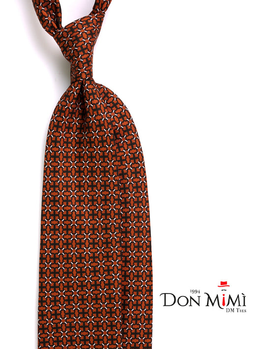 CHARI light brown 3-fold tie in printed silk